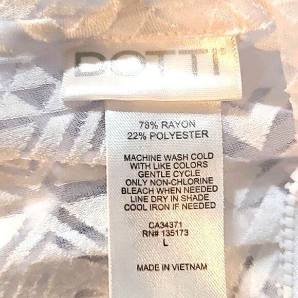 Dotti White See-Through Cover-up with Hoodie, Zipper Neckline,  Size Large - Picture 8 of 8